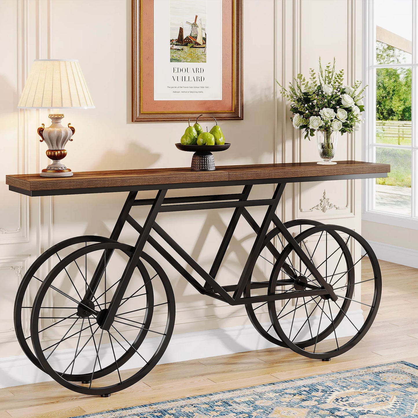 Tribesigns 70.9 Inch Extra Long Console Table Narrow Sofa With Bicycle Base