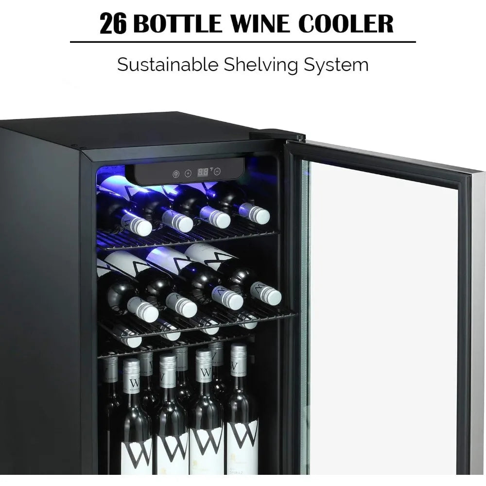 Angduo 26 Bottle Wine Cooler Cabinet Beverage Refrigerator