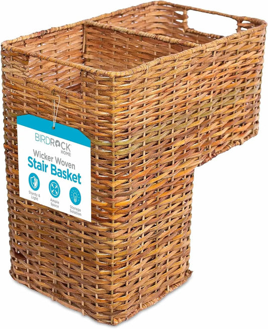 Wicker Storage Bin With Cut Out Handles Natural Brown Rectangular Organizer