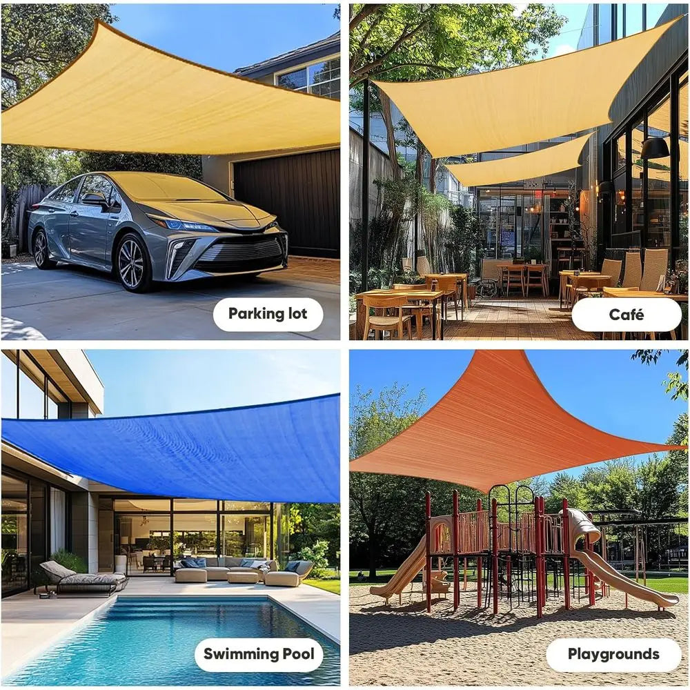 20x26ft Sun Shade Sail Backyard Patio Rectangular 185GSM Heavy Duty UV Block