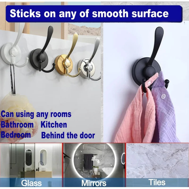 Suction Cup Adhesive Coat Hooks Glass Door Shower Bathroom