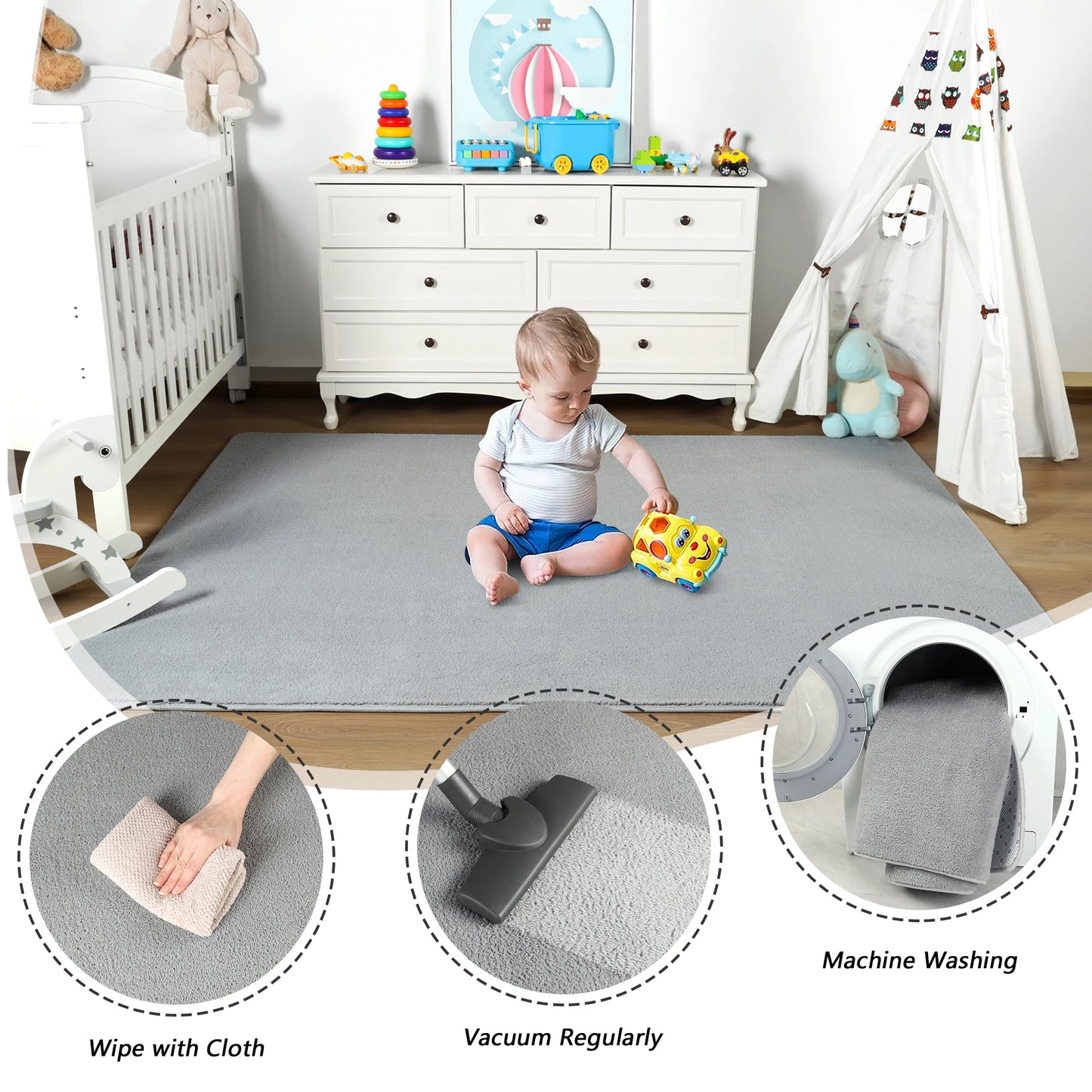Black Rugs Living Room Carpet Nonslip Bedside Rugs Large Soft Floor Rug Children Game Mat Rectangular Home Decoration