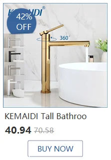 KEMAIDI Glass Vessel Sink AboveCounter Waterfall Faucet