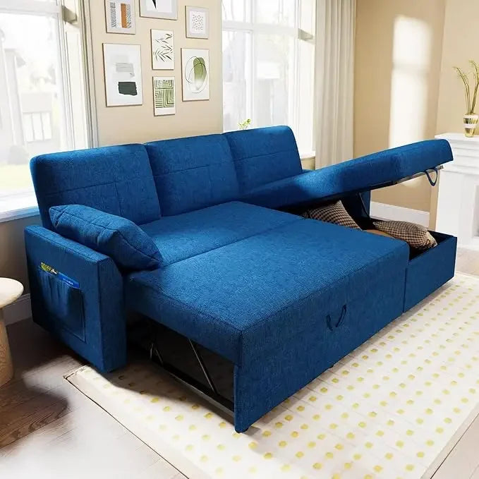 2 In 1 Sleeper Sofa With Pull Out Bed And Storage Chaise
