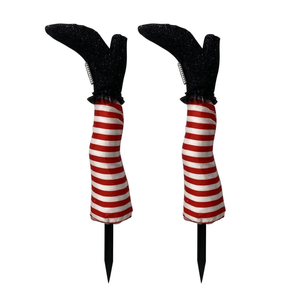 Halloween Witch Legs Prop Upside Down With Broomstick Patio