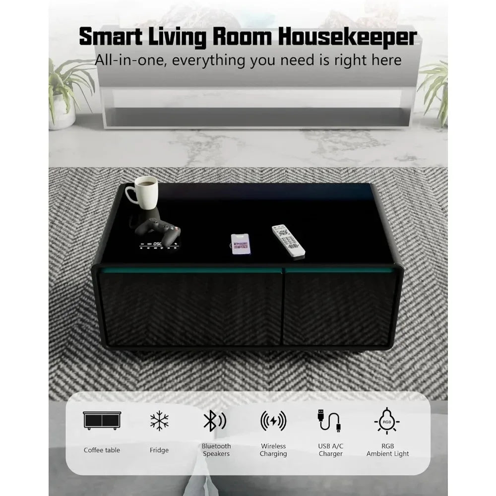 Smart Coffee Table With Fridge And Wireless Charging