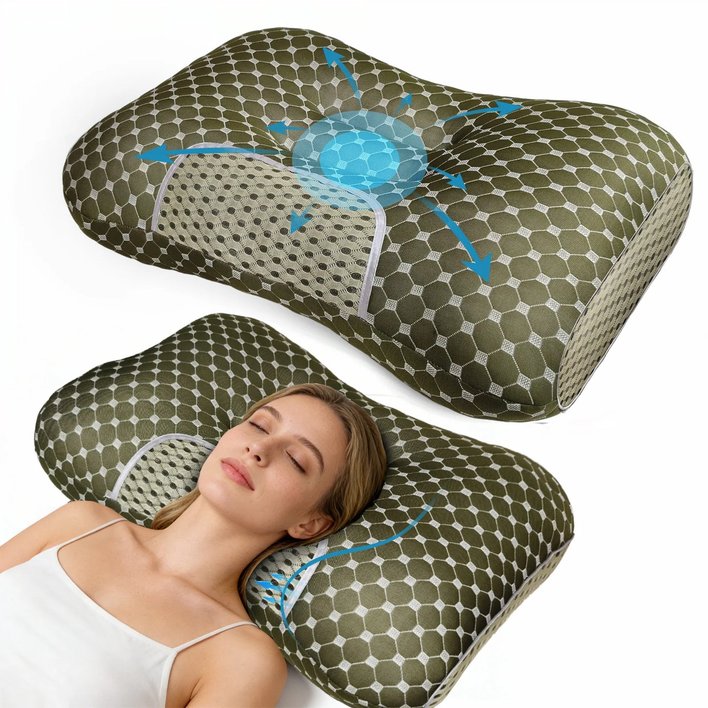 Couples Soft Knit Neck Massage Pillow Travel With Adjustable Ergonomic Design