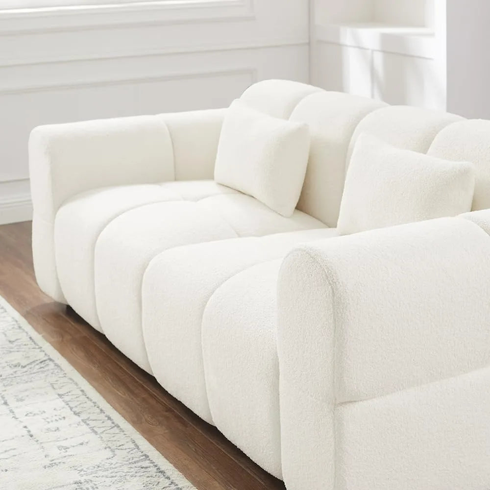 80 Inch Oversized Boucle Sofa Couch L Shaped Modern Deep Seat Living Room