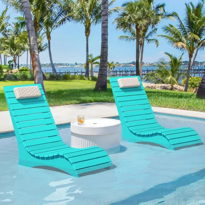 HDPS Pool Lounge Chairs With Headrest For Outdoor Use Up To 10 Inches Water