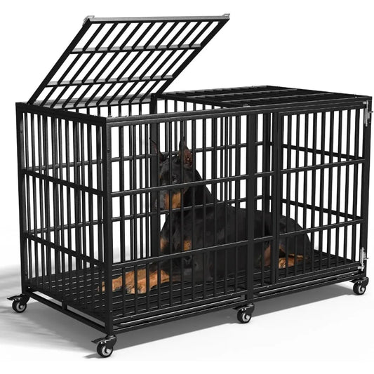 64 Inch Extra Large Heavy Duty Dog Crate Indestructible Lockable With Top Access