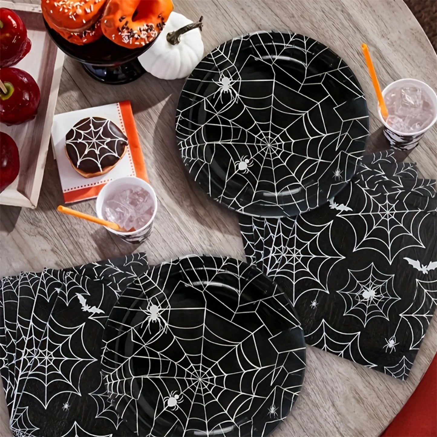 Halloween Pumpkin Tableware 120 Pcs Disposable Dinnerware
