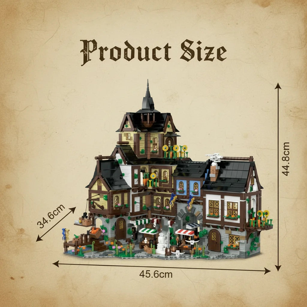 3867 Pcs Medieval Europe Towns Buildings Blocks Street View Village Model Kit