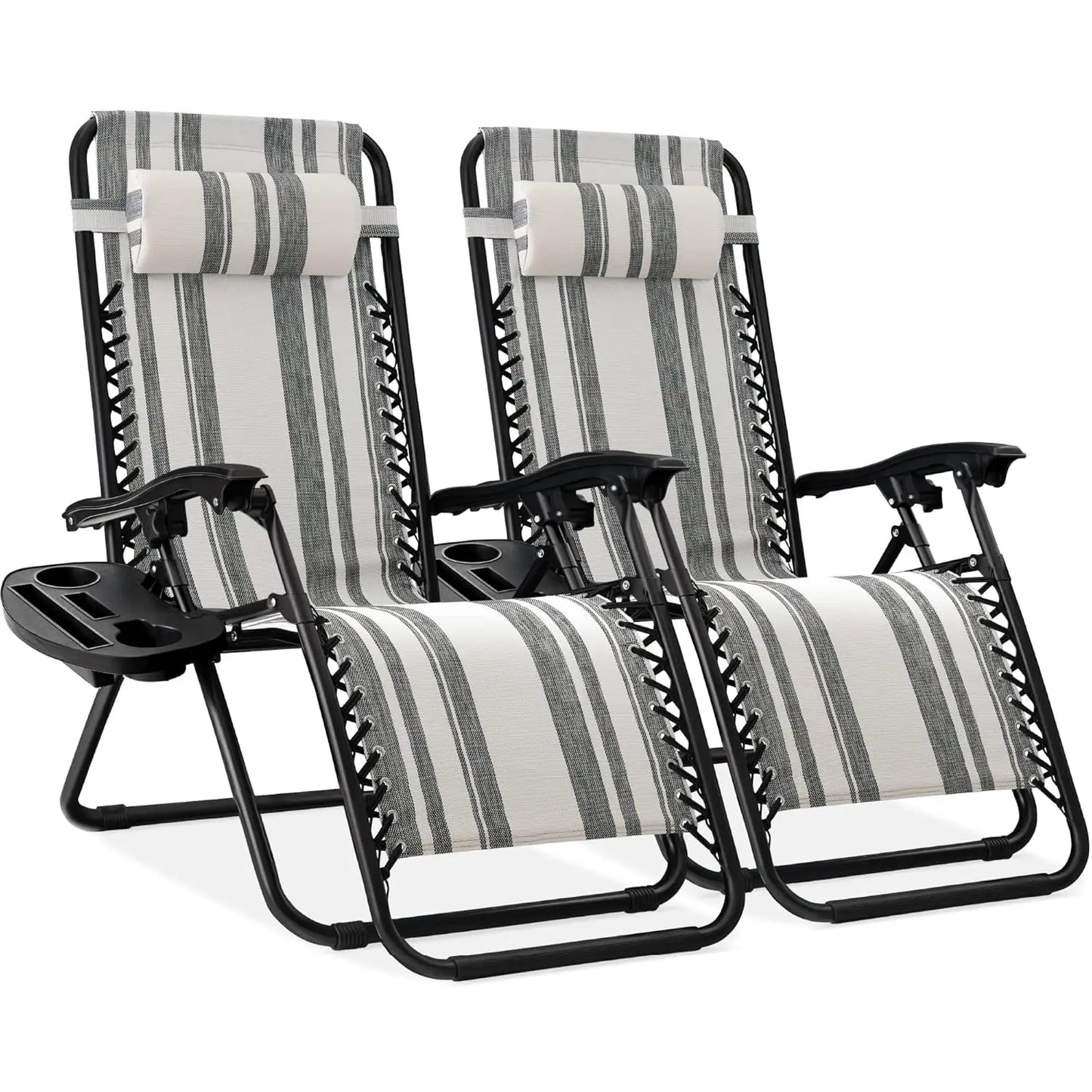 Set Of 2 Adjustable Zero Gravity Lounge Chairs Sage Green