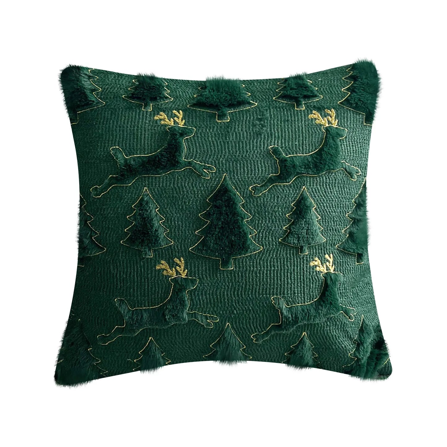Christmas Tree 3D Plush Backrest Cushion Cover for Sofa
