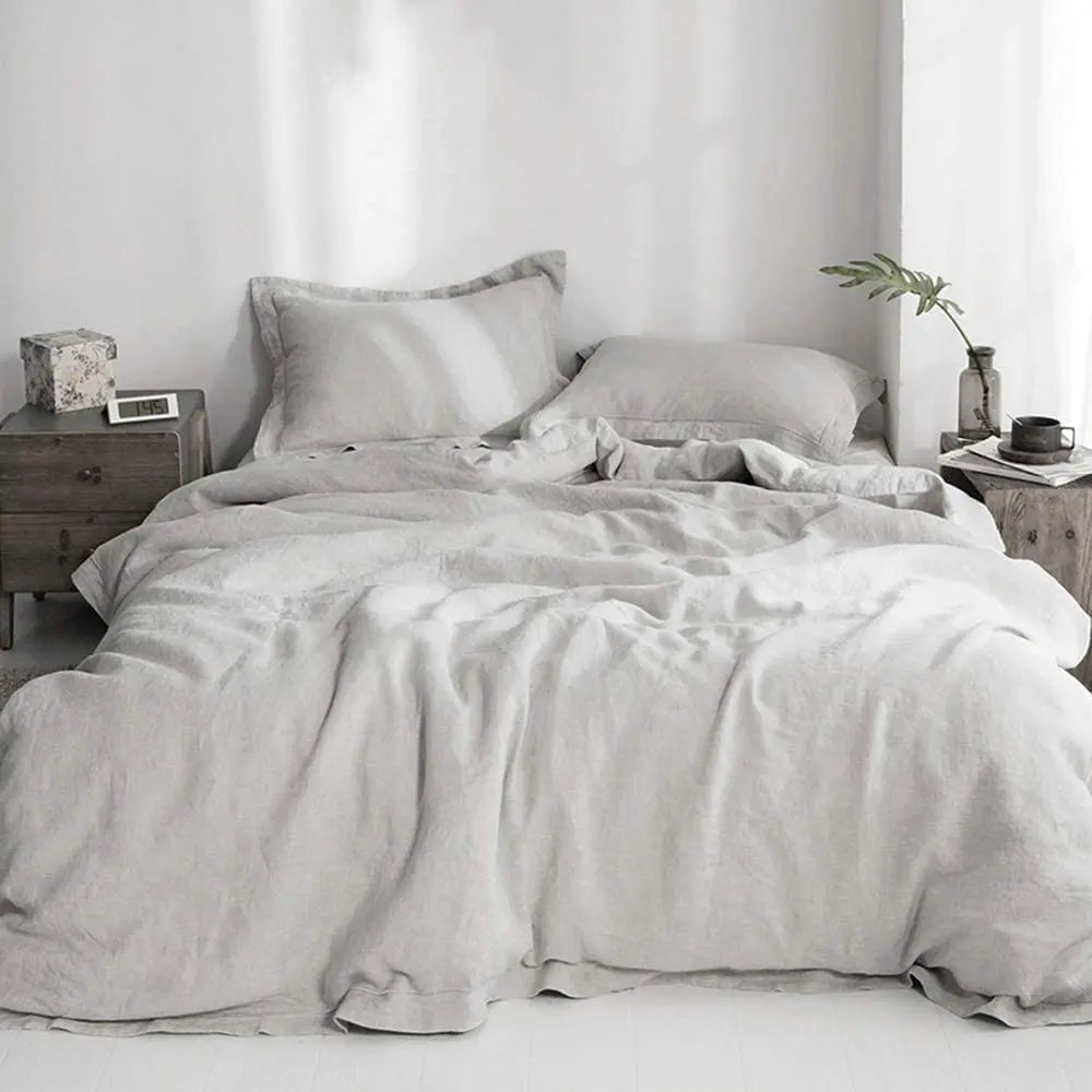 Simple Opulence Linen Bedding Set 3 Piece Boho Washed Queen
