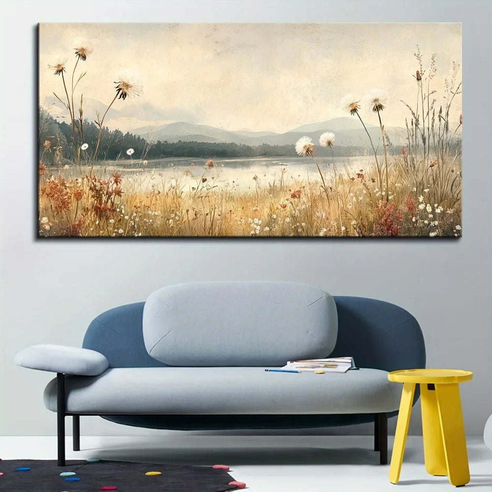 Fall Watercolor Landscape Canvas In 1.5 Inch Pine Wood Frame Farmhouse Wall Art