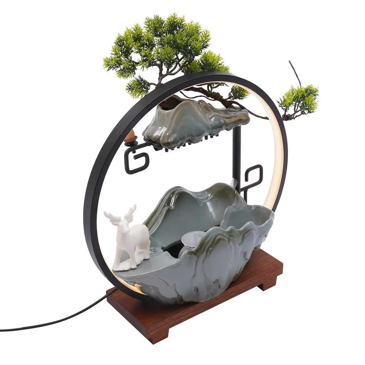 Desktop Fountain Indoor Waterfall Atomizer LED Table Decor