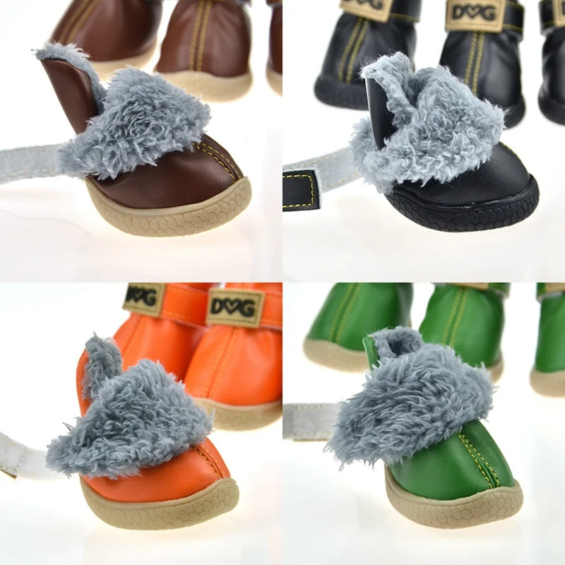 4 Pcs Set Keep Warm Snow Shoes for Small Dogs Non Slip Boots Winter