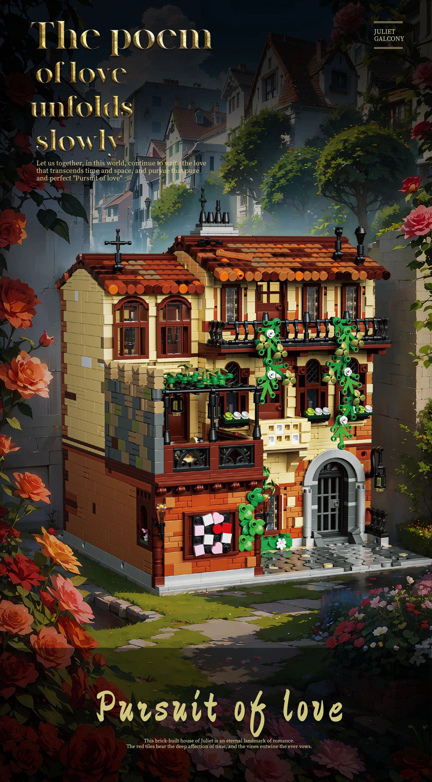 3800 Pieces Juliet Balcony Modular Building Blocks Kit Compatible With Lego Kids