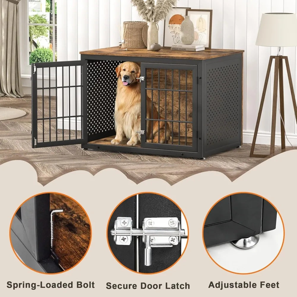 Heavy Duty Dog Crate Furniture For Large And Medium Dogs Enclosed Metal Kennel