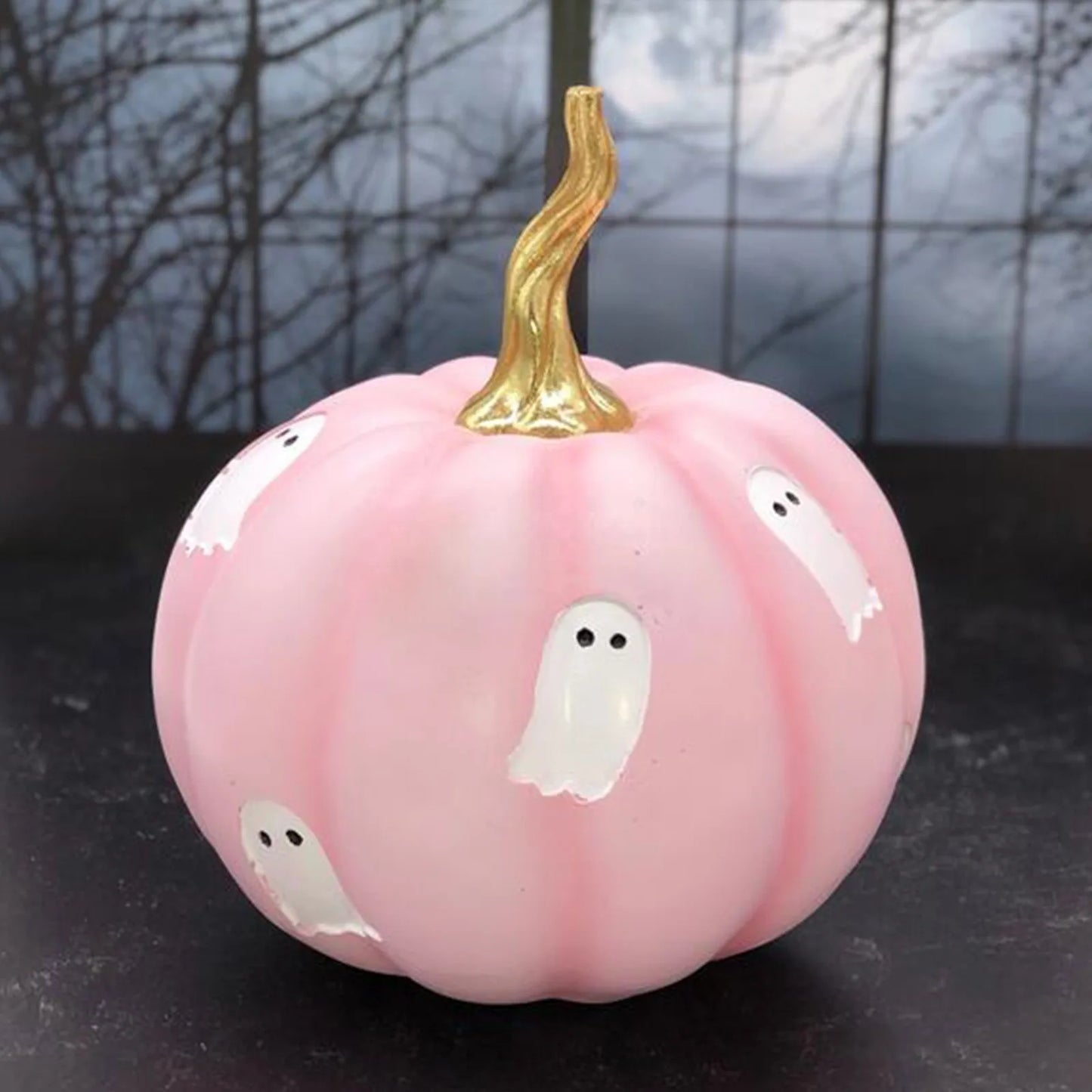 Pinks Pumpkin Halloween Decoration 18 Cm Resin Kawaii Mantle Table Centerpiece Indoor Shelf Party Prop Gift Ready Box