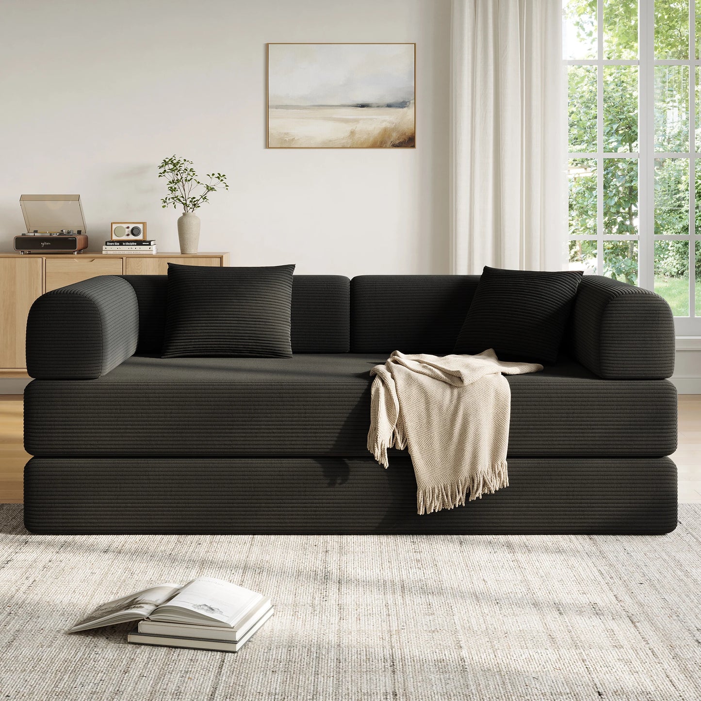 Convertible Floor Sofa Bed With Fixed Shape Frame 5 In 1 Living Room Sofa
