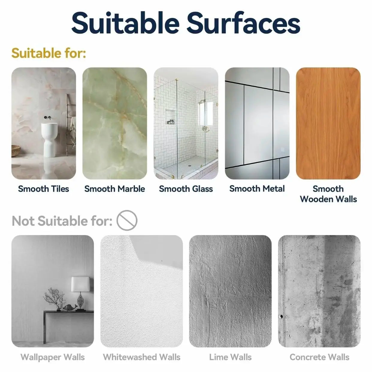 3 To 5 Pack Adhesive Shower Caddy No Drilling Rustproof Stainless Steel Bathroom
