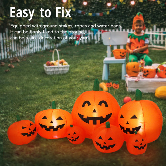 7.5ft Halloween Inflatable Pumpkin with LED Lights Colorfast Smiling Decoration for Yard Garden Lawn