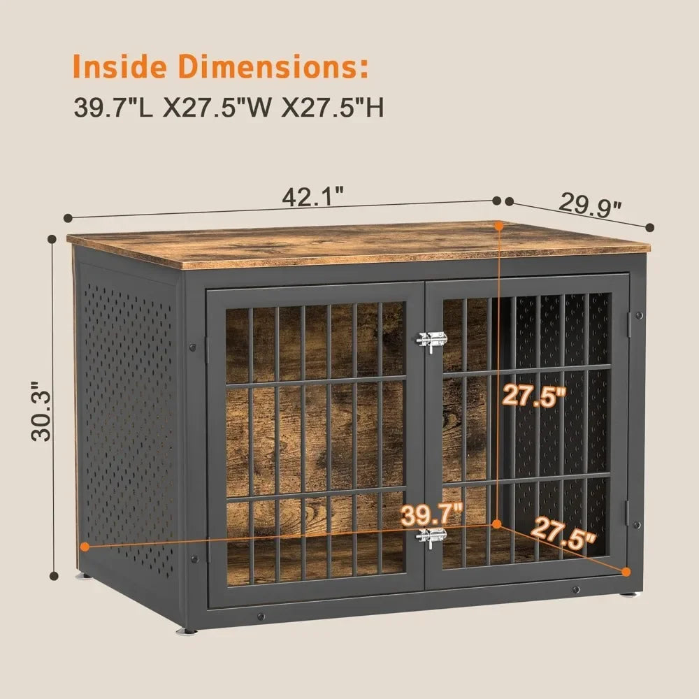 Heavy Duty Dog Crate Furniture For Large And Medium Dogs Enclosed Metal Kennel