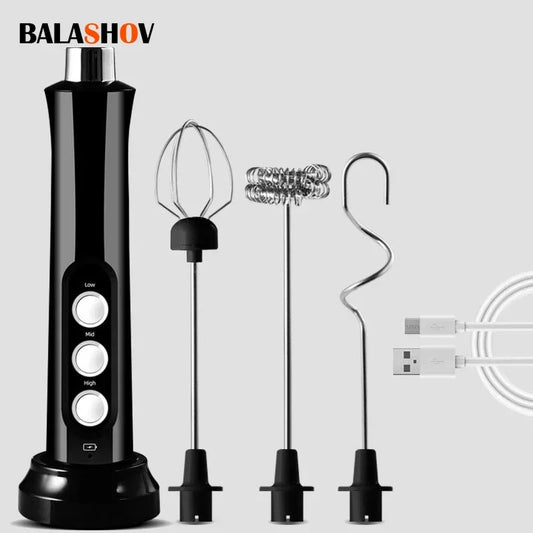 3 In 1 Wireless Handheld Electric Milk Foam Machine Mini Frother Maker Cappuccino Coffee Whisk Mixer Foamer