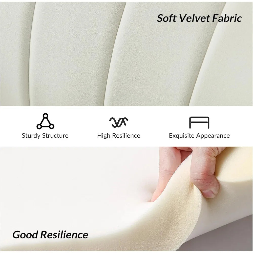 Modern Velvet Loveseat Sofa Two Seater With Flower Back And Gold Metal Legs Ivory