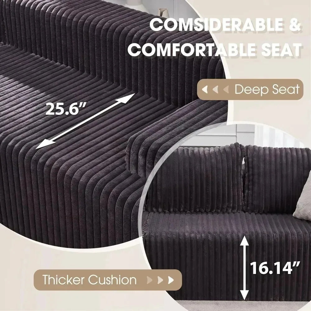 Modular L Shaped 3 Seat Sectional Sofa Memory Foam Storage