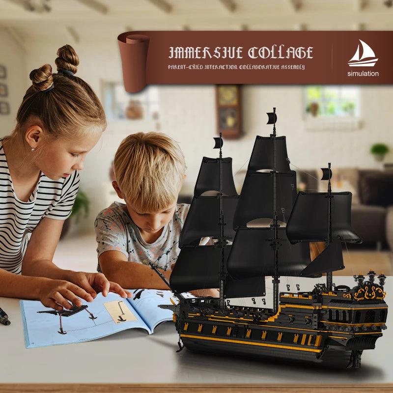 Mould King 13186 Pirate Ship Building Block Set The Big Black Pearl Kids Gift