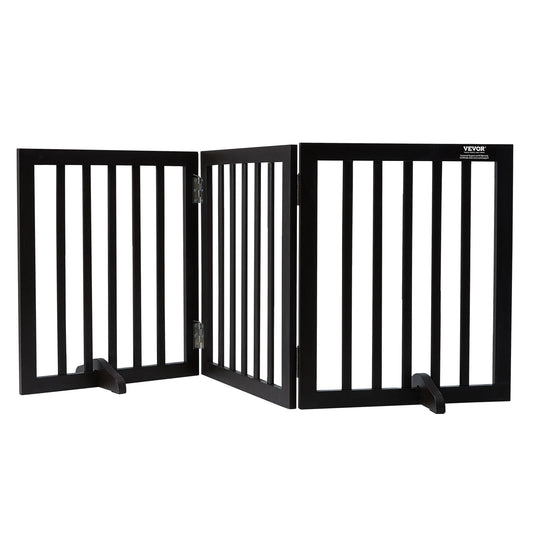 SucceBuy Free Standing Dog Gate Foldable 3 Panel Pet Barrier for Narrow Passageways White