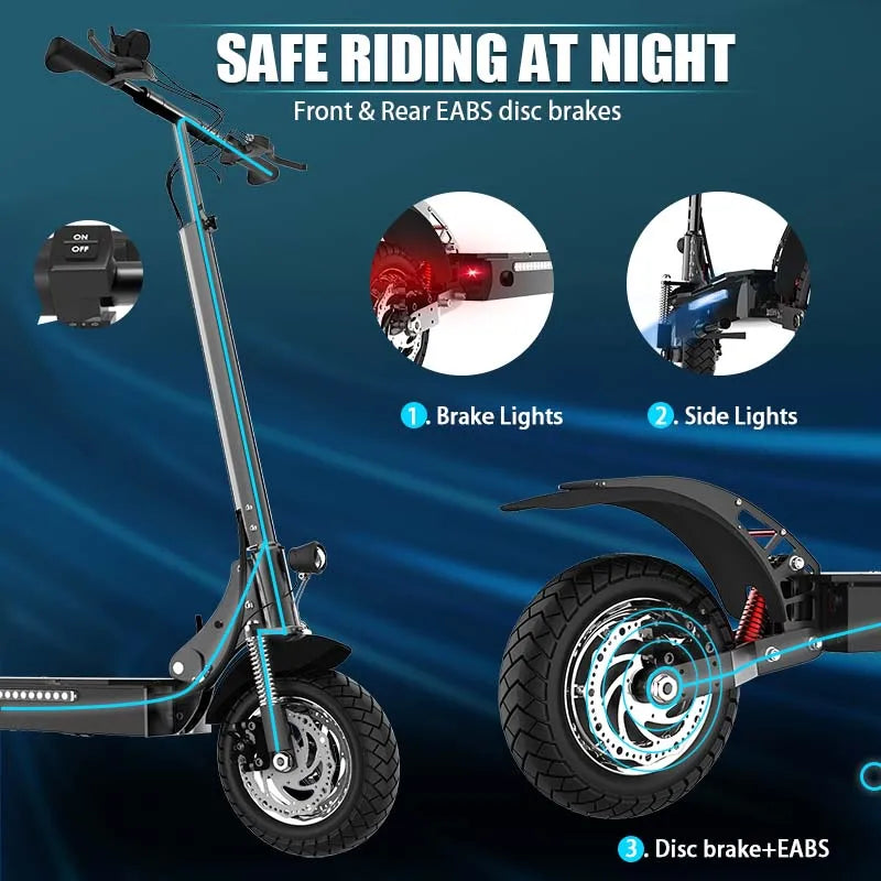 Ajoosos 2500W Electric Adult Scooter 10in Tires 60 To 80km