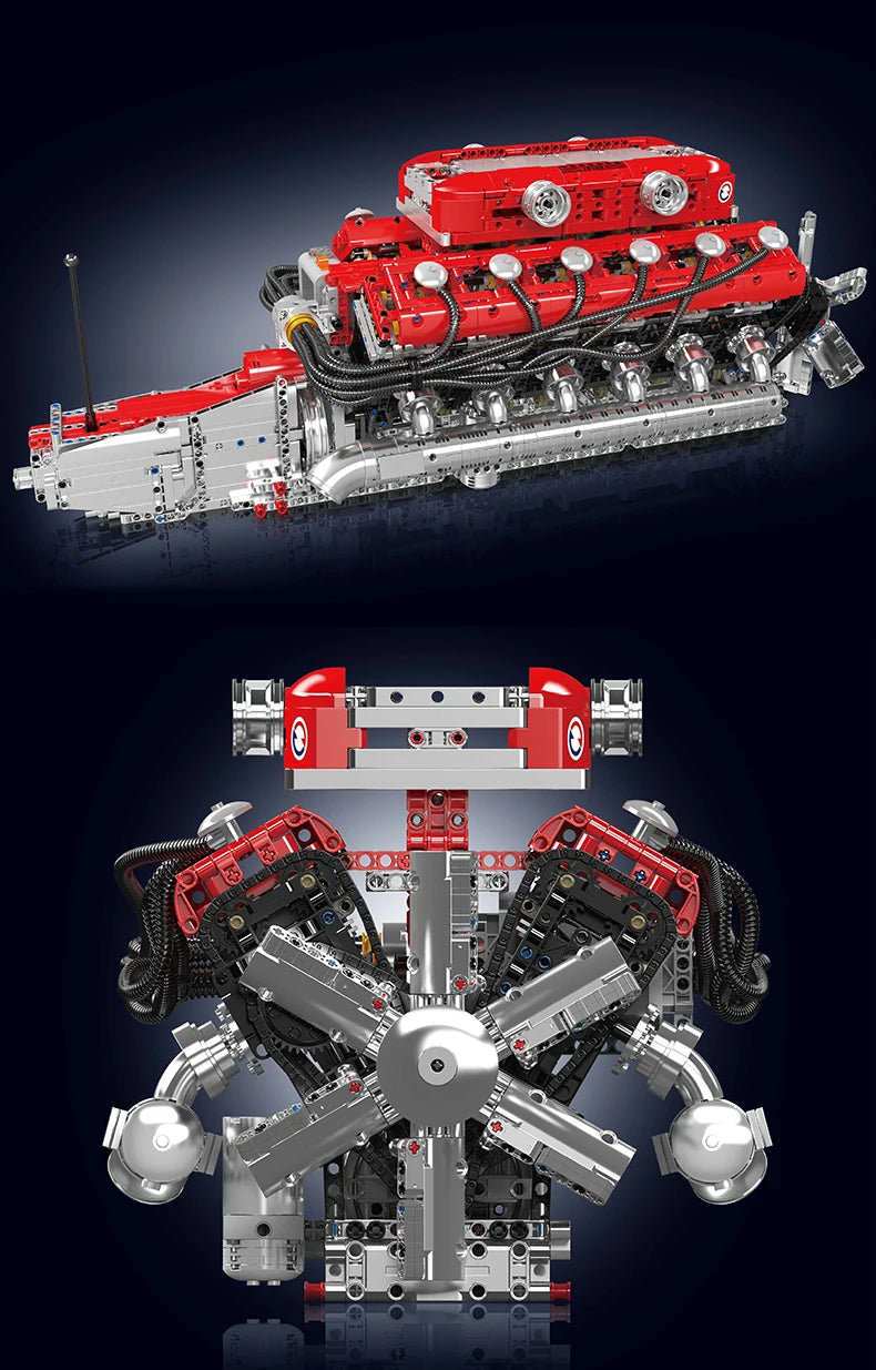 Mould King 10169 Speed Car V12 Engine Building Block Set For Kids Christmas Gift