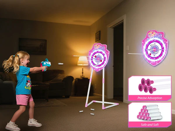 VATOS Night Light Bow and Arrow Toy for Girls Archery Set with Target Board