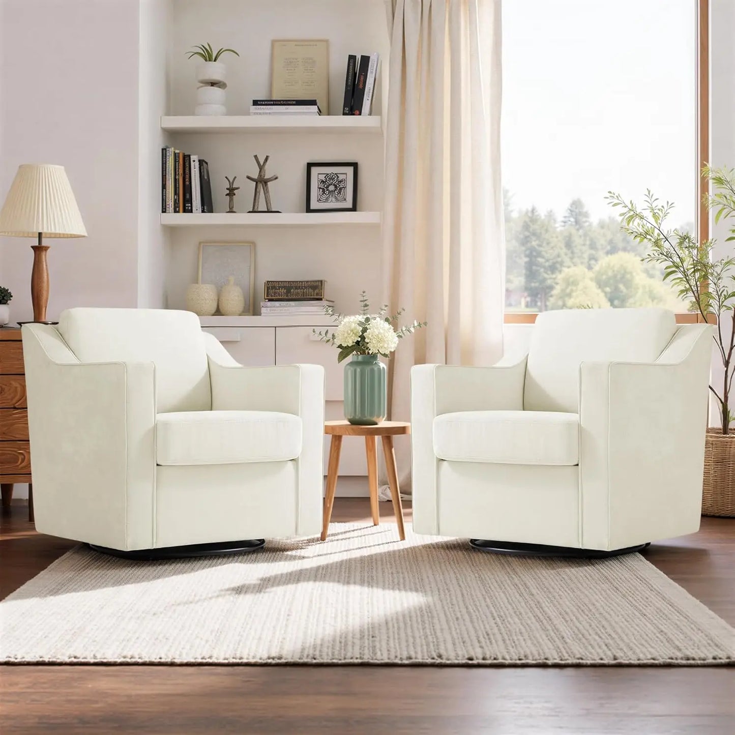 Two Seat Round Barrel Arm Chair Textile With Metal Frame And Adjustable Height
