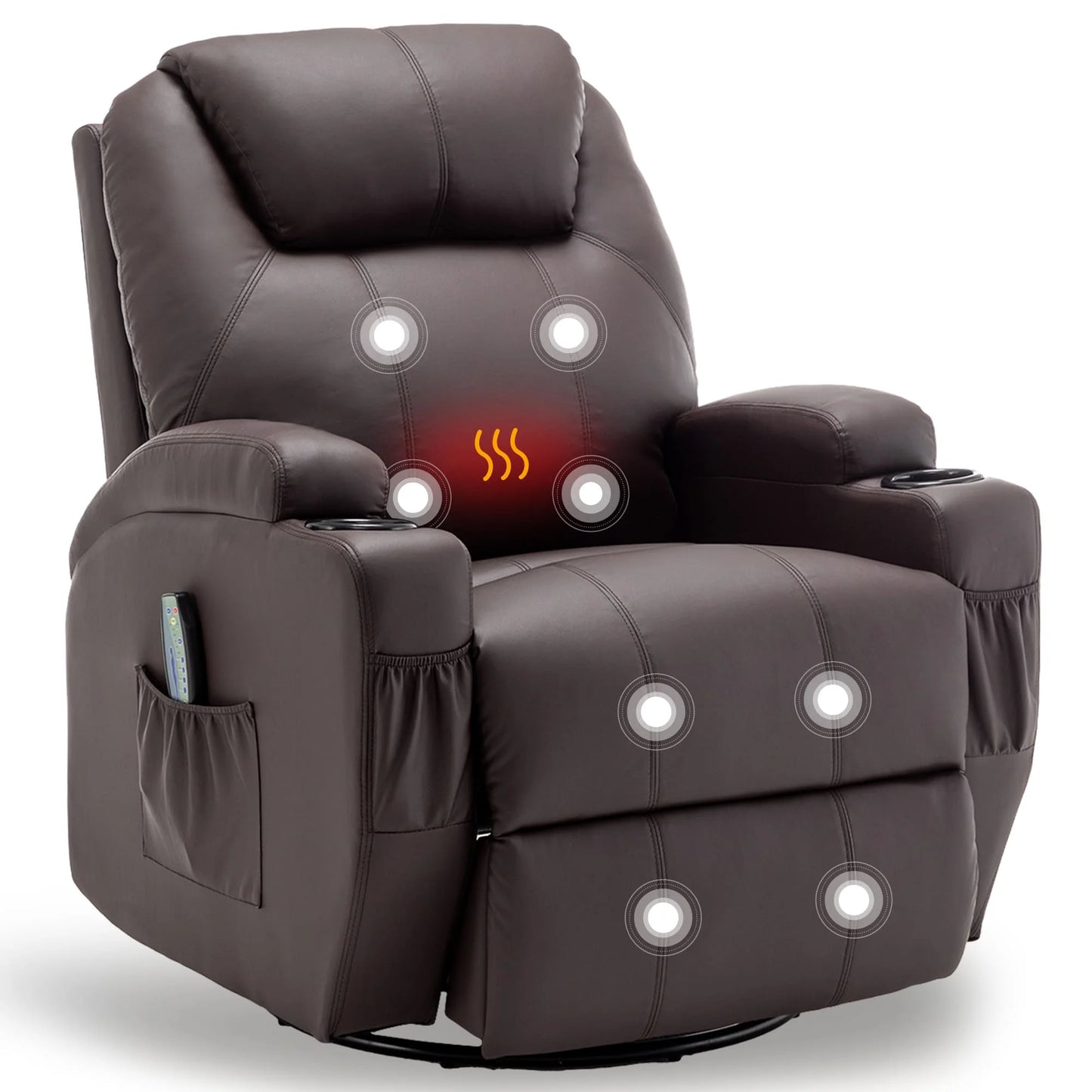 Recliner Chair With Massage And Heat 360 Degree Swivel Cup Holder Remote