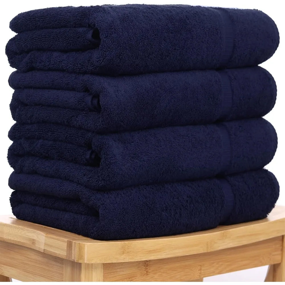 Turkish Cotton Bath Towel Set 4 Pack 27x54 700 GSM Eco