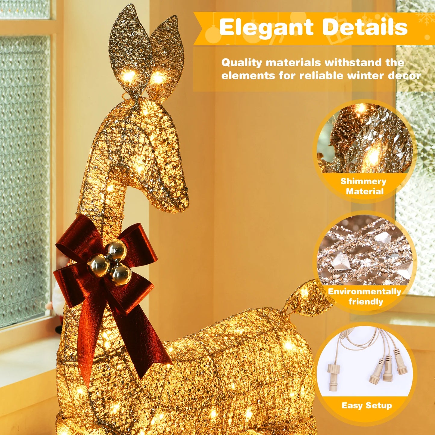 Indoor Outdoor Christmas Deer Family Set With LED Lights
