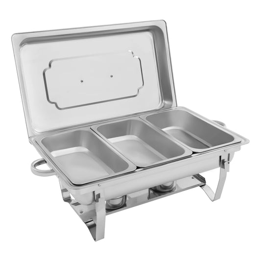 Chafing Dish Buffet Set 3 Grid Stainless Steel Rectangular Catering Warmer Set 63.5 x 35.5 x 32 cm