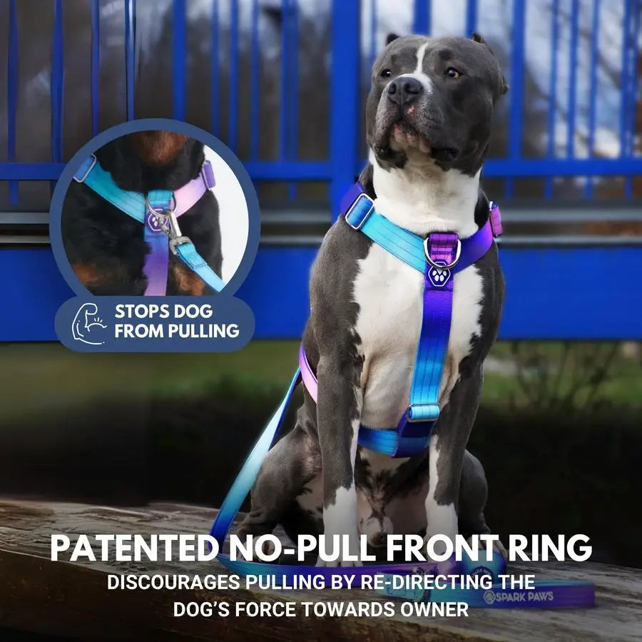 No Pull Dog Harness For Large Dogs Heavy Duty Adjustable Y Shaped Padded Halter