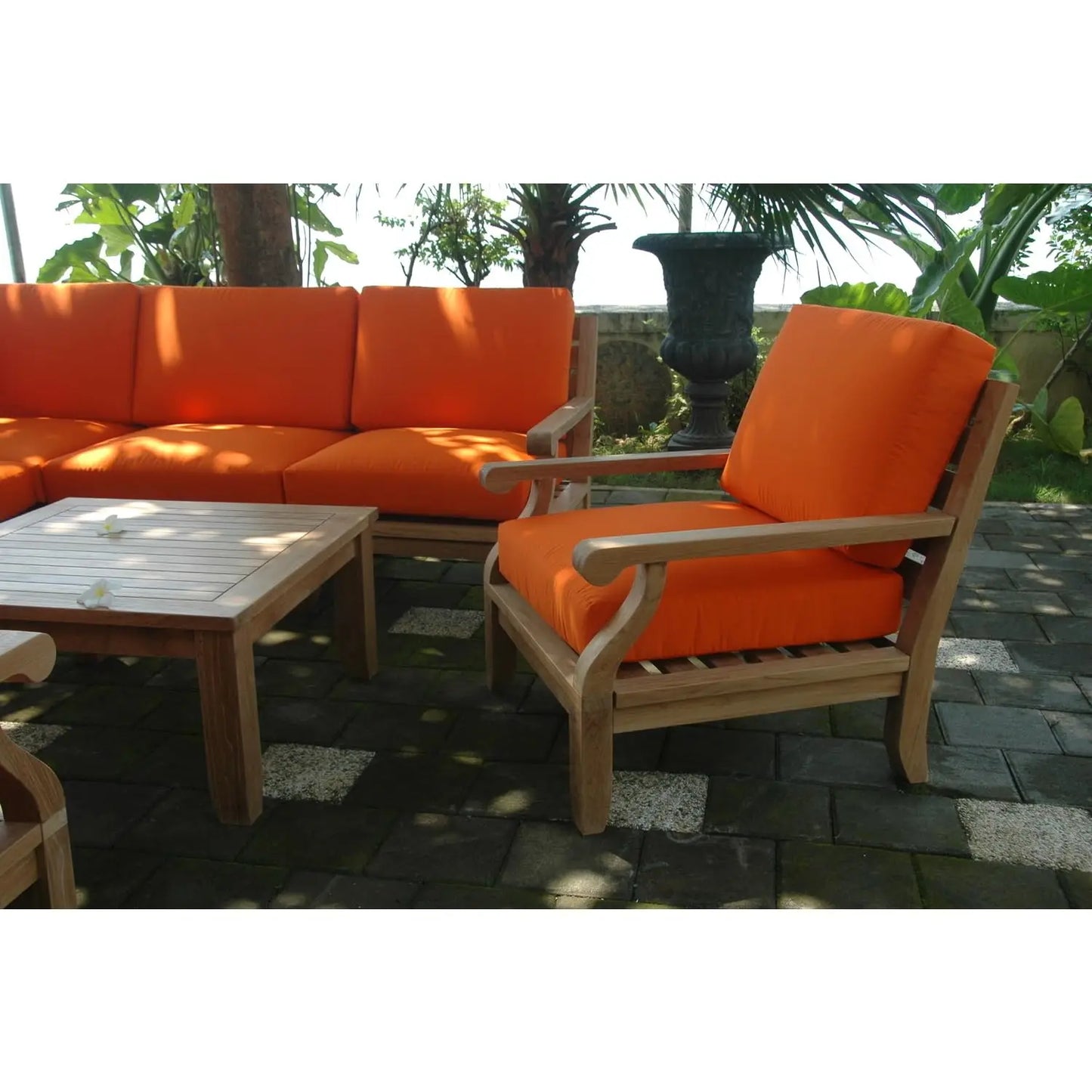 8 Piece Modular Outdoor Furniture Set Deep Seating Teak Patio Conversation