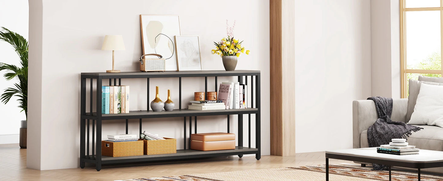 Tribesigns Long Console Sofa Table 70.89 Inch 3 Tier Rustic