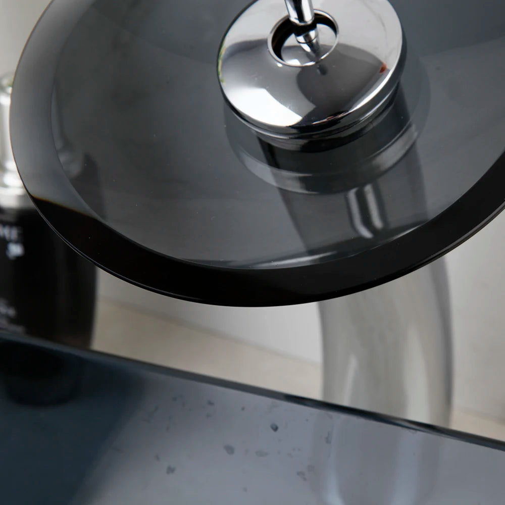 KEMAIDI Glass Vessel Sink AboveCounter Waterfall Faucet