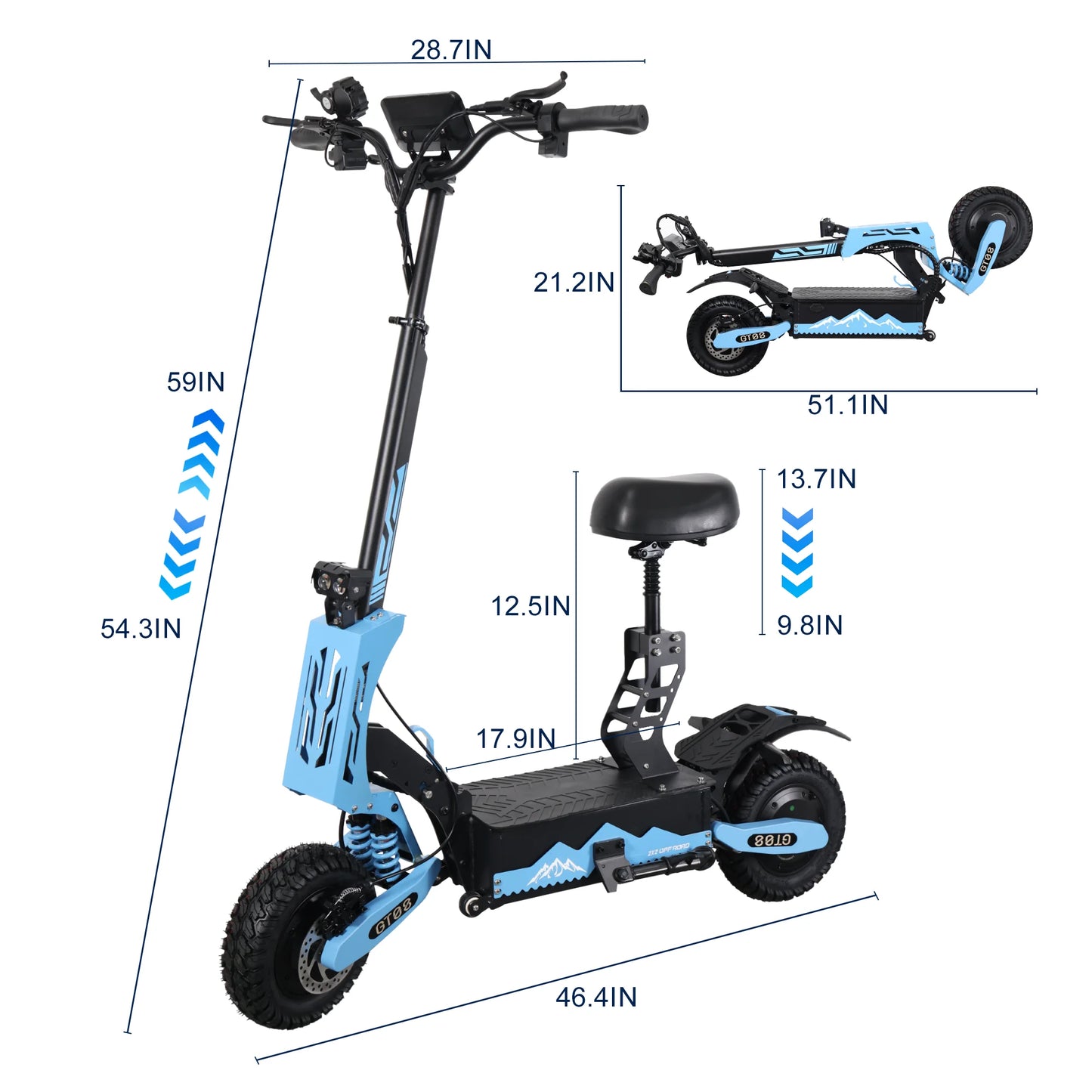GT08 Electric Scooter 5600W Dual 60V 27Ah 46MPH Offroad