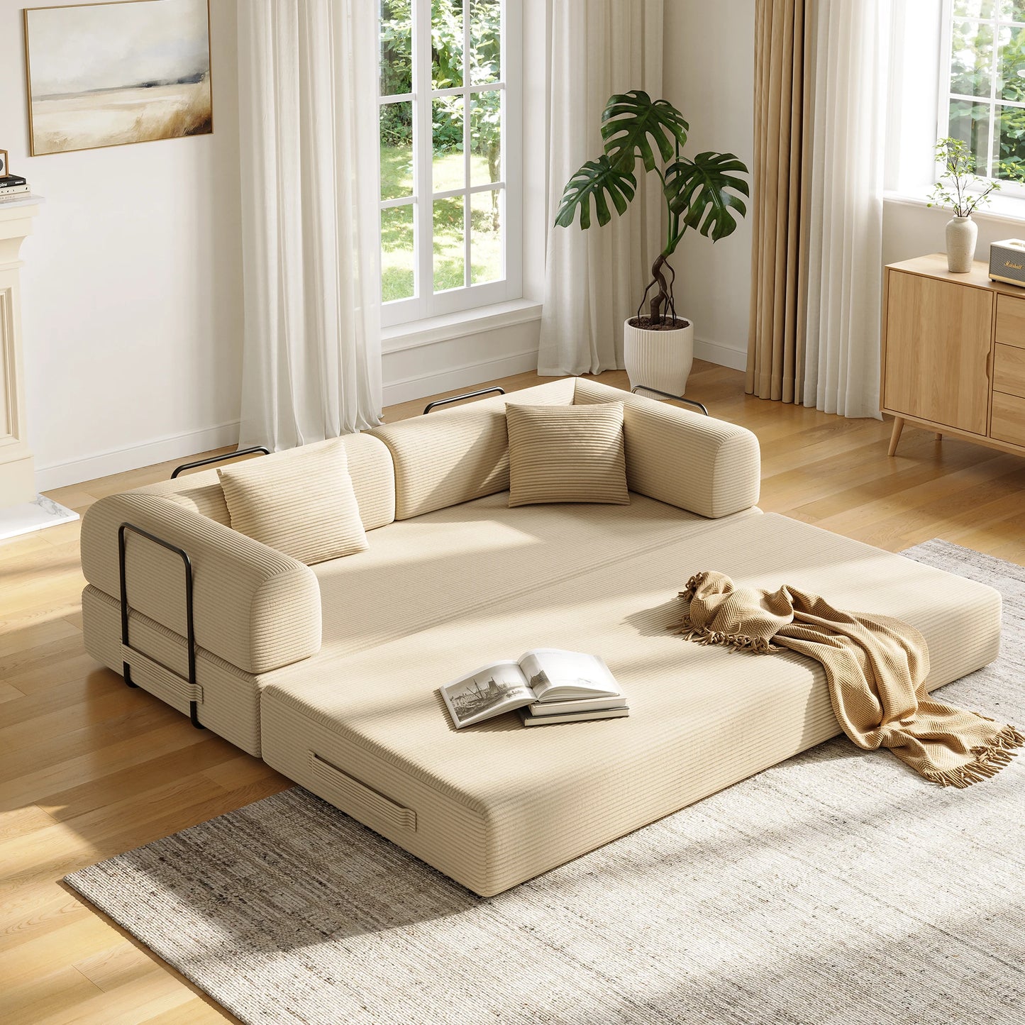 Convertible Floor Sofa Bed With Fixed Frame 5 In 1 Modular Sofa