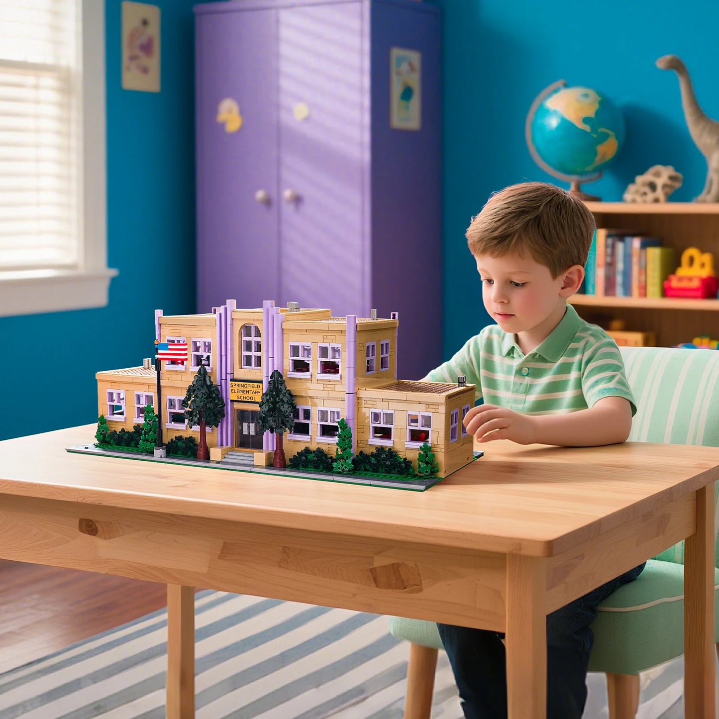 3500 Pieces Springfield Elementary School Building Blocks Set Street View Toy