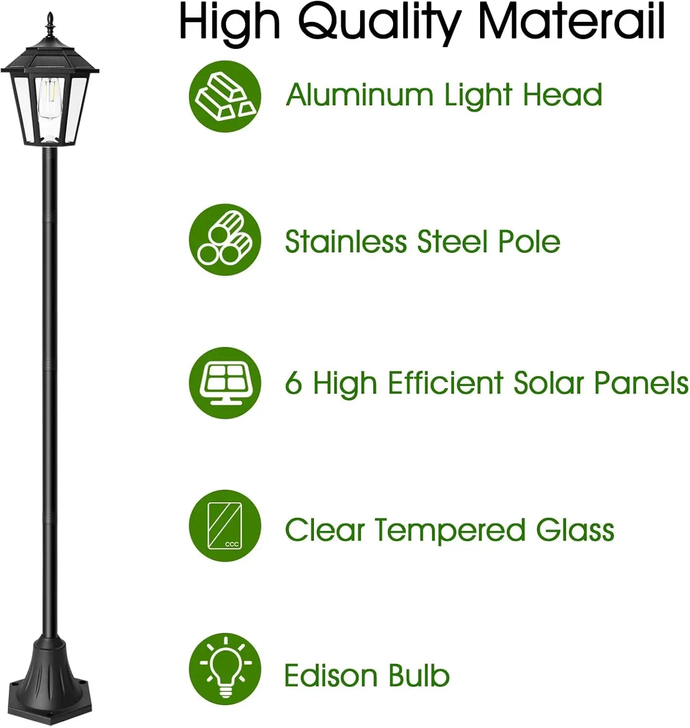 66 Inch Solar Lamp Post Lights 2 Pack Outdoor Waterproof Poles Yard Driveway
